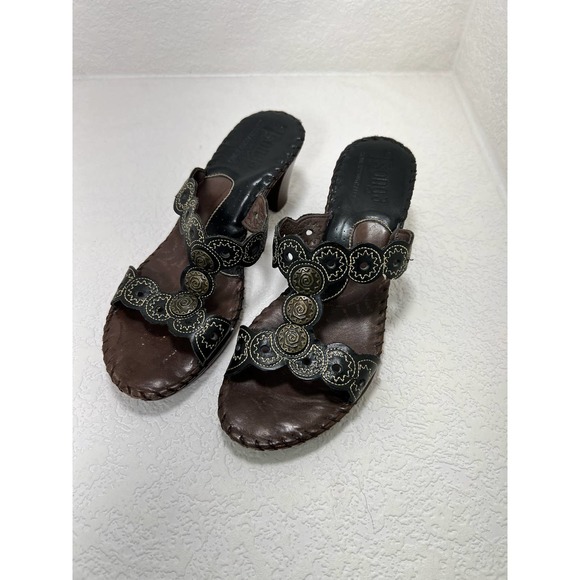 TSONGA leather heeled slide sandals size EU‎ 37 US 7 - Picture 1 of 5